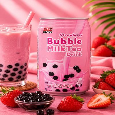 Fakhri RICO Bubble Milk Tea Drink Strawberry Refreshing Summer Beverage for Enjoyment