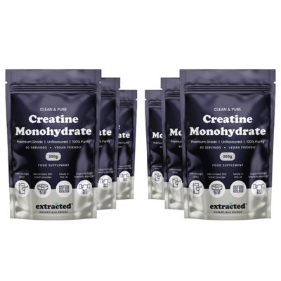 Extracted Pure Creatine Monohydrate Powder, 6 Pack (6 x 200g), 240 Servings