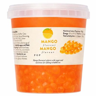 Mango & Strawberry Flavour Popping Juice Balls 870g Juice Filled Burst Spheres for Bubble Tea, Milkshakes, Smoothies & Dessert Toppings (Mango Flavour Pop)