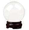 White Crystal Decor with Wooden Base, Clear Ball,Quartz Sphere Home Office Table Ornament for Birthday, Wedding Valentine's Gifts,6.3"(16cm) view 1