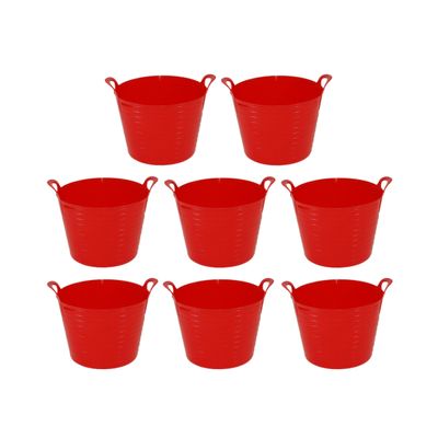 EASON BROS 26L Heavy Duty Flexible Red Plastic Storage Tub with Handle -Garden Trug or Builders Bucket Versatile Storage and Carrying Solution for Home, Garden, Stables, and Construction Uses -UK (8)