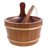 LABRIMP Wooden Sauna Bucket and Ladle Set 1 Gallon/4l Rustic Tub with Long Handle for Steam Room Use, Lightweight and Heat Retaining Sauna Accessories view 1