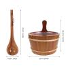 LABRIMP Wooden Sauna Bucket and Ladle Set 1 Gallon/4l Rustic Tub with Long Handle for Steam Room Use, Lightweight and Heat Retaining Sauna Accessories view 2