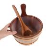 LABRIMP Wooden Sauna Bucket and Ladle Set 1 Gallon/4l Rustic Tub with Long Handle for Steam Room Use, Lightweight and Heat Retaining Sauna Accessories view 4