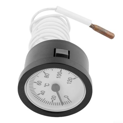 Caswynlife Brass Capillary Thermometer 0-120C With 100cm Sensor For Water Liquid And Oil Temperature Monitoring In Home Heating Systems
