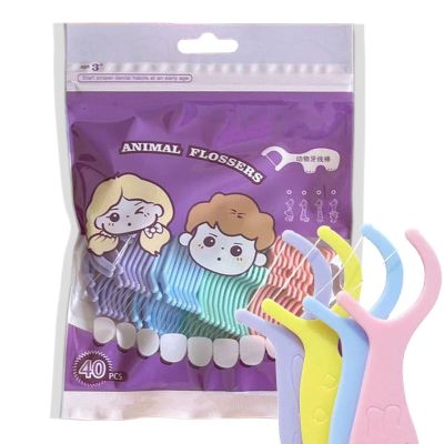 Floss Pick 40 Piece Animal-Shaped Cleaner