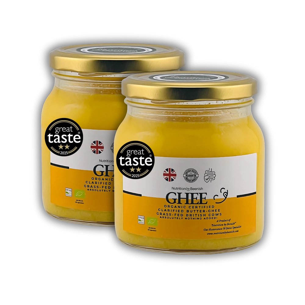Organic Grass-Fed Ghee 2x400g | Great Taste Award Winner 2025 | One-Ingredient Clean-Label Pure Clarified Butter | High Smoke Point | Keto, Paleo & Low-Carb | Nutrition by Beenish