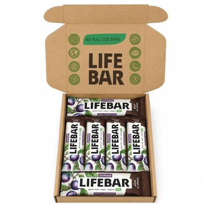 Lifefood LIFEBAR Raw Organic InChoco Bars, Plum, 6 x 40 g