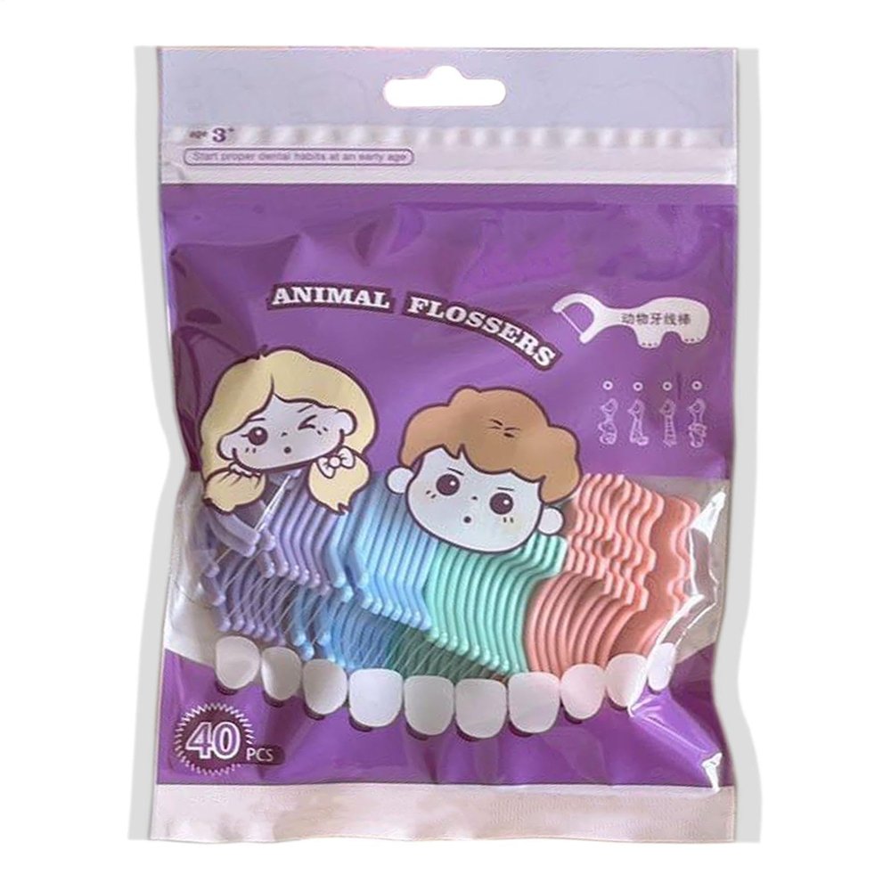 Floss Sticks 40 Piece Animal-Shaped Cleaner Toothpicks