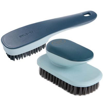 Veemoon 2pcs Cleaning Brush Set for Shoes and Clothing Soft Nylon Bristles and Easy to Grip Abs Handles, for Household Cleaning in Bathroom and Kitchen