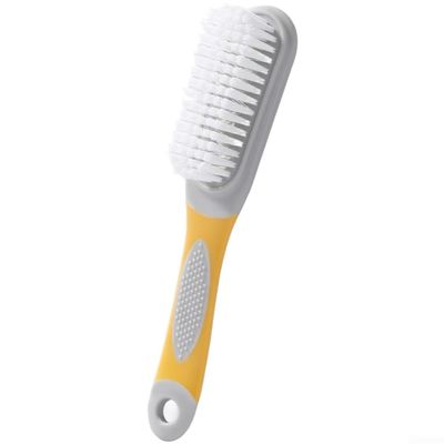 Home Cleaning Brush with Soft Bristles and Long Handle for Shoes, Curtains, Rugs, and Other Textile Surfaces (Yellow)