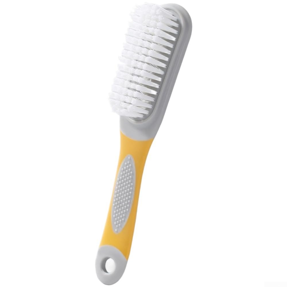 Home Cleaning Brush with Soft Bristles and Long Handle for Shoes, Curtains, Rugs, and Other Textile Surfaces (Yellow)