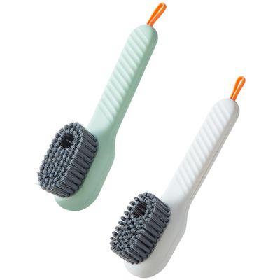 MALUGOGO Shoe Cleaning Brush Household Shoe Scrubber Multifunctional 2pcs with Liquid Dispensing Material Good for Hanging for Easy Cleaning Suitable for Adults