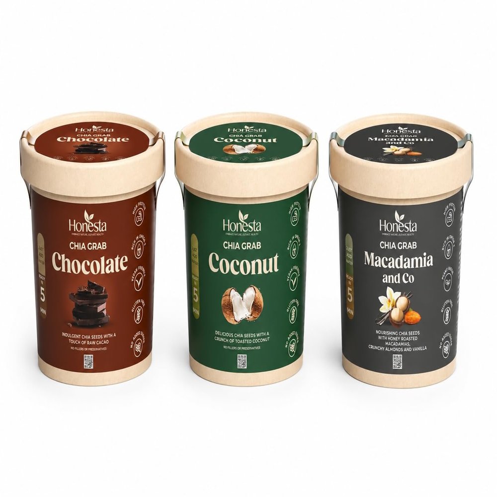 Chia Grab Variety Instant Chia Porridge Breakfast Pots, High Fibre, 3 Pack