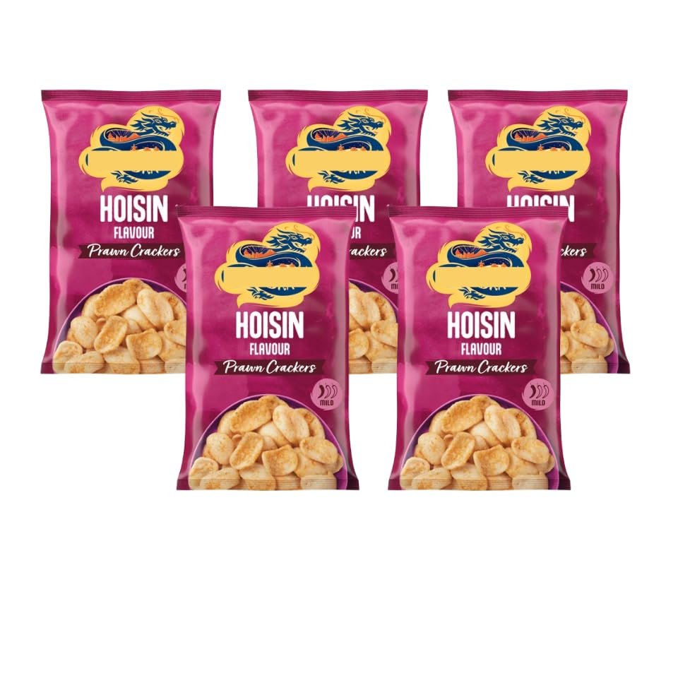 Hoisin Flavour Prawn Crackers, Pack of 5, 70g, Mild Chilli, Perfect for Dipping and Sharing