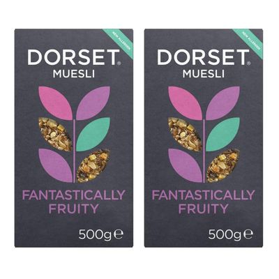 Dorset Cereals Fantastically Fruity Muesli 500g | High Fibre Breakfast Cereal Fruity Breakfast Muesli (pack of 2)