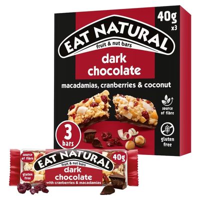 G Sales Bye (Eat Natural Fruit & Nut Bars with Dark Chocolate, Cranberries & Macadamias 3 x 40g)