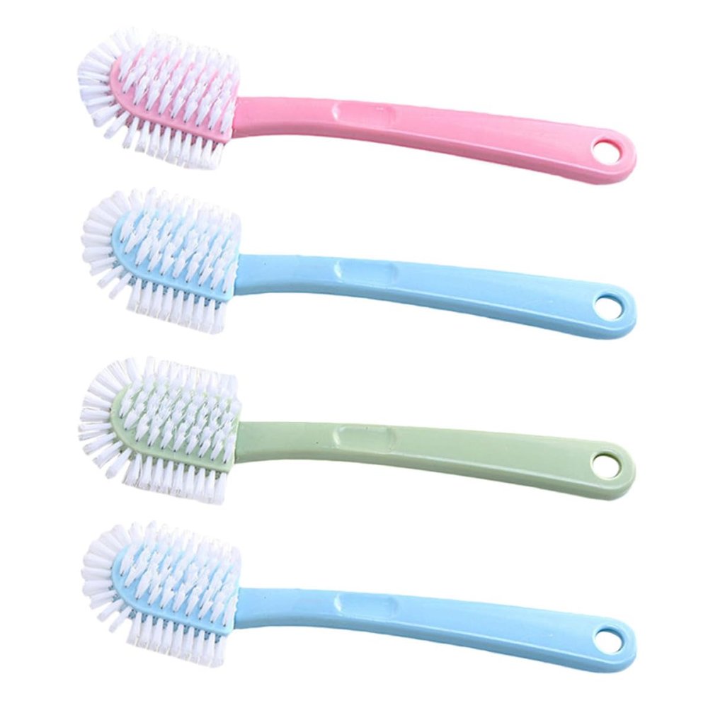 iplusmile Shoe Cleaning Brush Set 4pcs Random Color with Handle for Strong Cleaning Power, Sturdy Decontamination Brushes for Bathroom and Travel Use