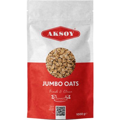 Jumbo Oats 1KG Premium Quality, 100% Wholegrain Rolled Oats, High in Fiber, Vegan Friendly, Perfect for Breakfast, Baking, and Healthy Meal Prep
