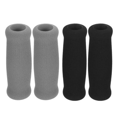 CLISPEED 4pcs Black Walking Stick Handle Grips Soft Sponge Material Comfortable to Hold Portable Design for Elderly Mobility and Hand-held Shopping Baskets