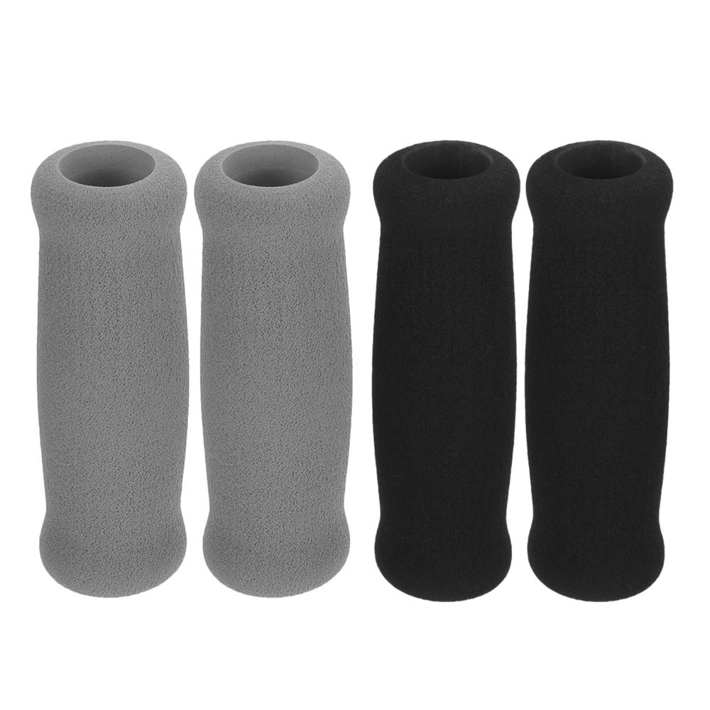 CLISPEED 4pcs Black Walking Stick Handle Grips Soft Sponge Material Comfortable to Hold Portable Design for Elderly Mobility and Hand-held Shopping Baskets