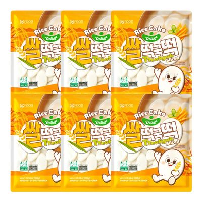 Delief Korean Rice Cake Slices for Soup 300g (Pack of 3) Tteokguk Korean Rice Cakes, Sliced Tteok for Tteokbokki, Hot Pot & Korean Food HALAL (Pack of 6)