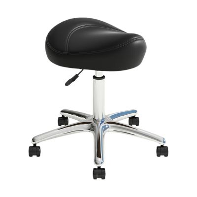 QLECXZI Comfortable Height Adjustable Rolling Stool With Foot Rest Spa Salon And Massage Settings Height Adjustable Stool Wheels Spa Salon Massage PU Leather Step Stools Vanity