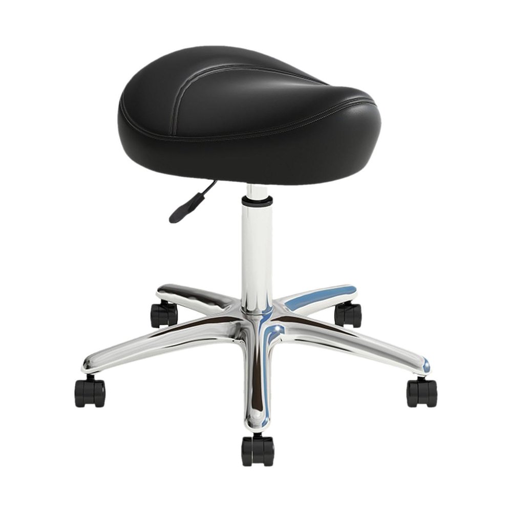 QLECXZI Comfortable Height Adjustable Rolling Stool With Foot Rest Spa Salon And Massage Settings Height Adjustable Stool Wheels Spa Salon Massage PU Leather Step Stools Vanity