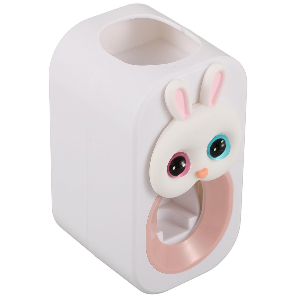 iplusmile Wall-Mounted Pink Bunny Toothpaste Dispenser with Precise Squeezing and Plastic Material, Adorable Bathroom Routine Accessory for Convenient Toothpaste Saving