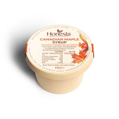 Honesta Maple Drizzle - Pure Canadian Maple Syrup Grade A for Chia, Oats & Yogurt- Single Serve 17g (Pack of 12)
