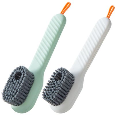Baluue 2pcs Multi-functional Shoe Cleaning Brush with Dispenser, Plastic Stiff Scrub Brush for Home Use, Practical Shoe Cleaning Tool for Household and Laundry