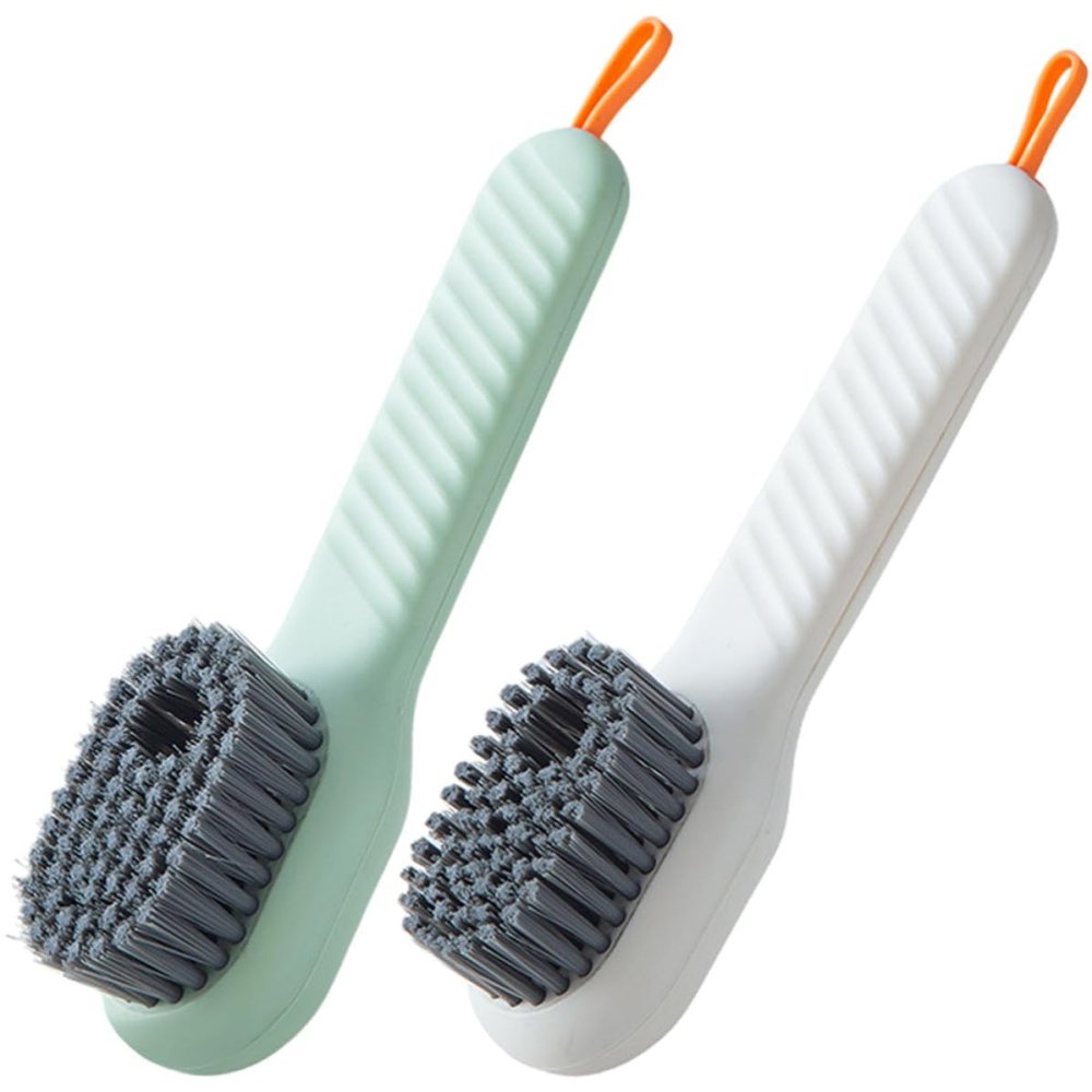 Baluue 2pcs Multi-functional Shoe Cleaning Brush with Dispenser, Plastic Stiff Scrub Brush for Home Use, Practical Shoe Cleaning Tool for Household and Laundry