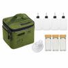 JISADER Camping, Kit for Travel & Picnic, Portable Bushcraft Spice Set with Handle, Green Nylon, Set (4x 120ml liquid bottles + view 1