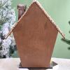 Tsophreniq Decorative Wood Advents Calendar Houses Yuletide Advents Houses with 24 Cards for Festival Countdowns Gray view 3