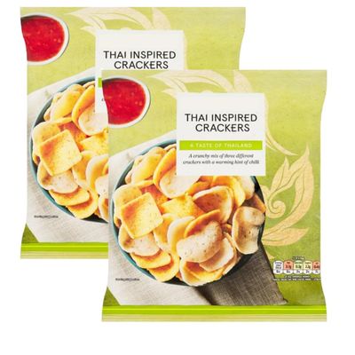Thai Inspired Crackers, Pack of 2, Crunchy Mix, Chilli Flavour, Vegan, 60g