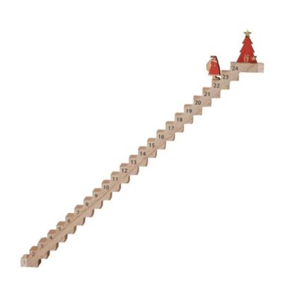 Holiday Wood Santa Staircase Calendar Countdowns Wood Santa Climbing Stairs Calendar for Tabletop Decors Decoration
