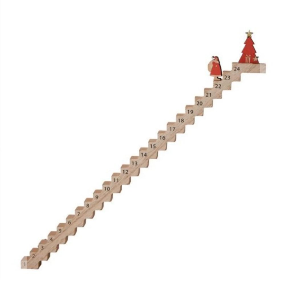 Holiday Wood Santa Staircase Calendar Countdowns Wood Santa Climbing Stairs Calendar for Tabletop Decors Decoration