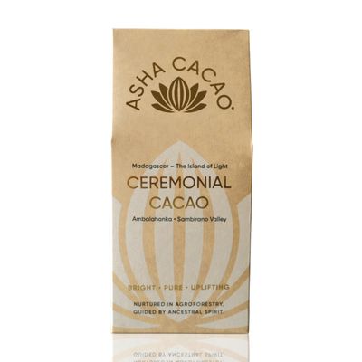 Asha Cacao 100% Pure Ceremonial Cacao, Single Origin Madagascar Sambirano Valley, Vegan and Dairy-Free, Cocoa Mass, 200g