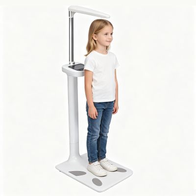 VonVVer Professional Height and Weight Physicians Scale, Ultrasonic BMI Digital Scale, Floor Standing Height Measuring Device, 440lbs Capacity 0.11lbs Accuracy with Voice Broadcast & LCD Screen