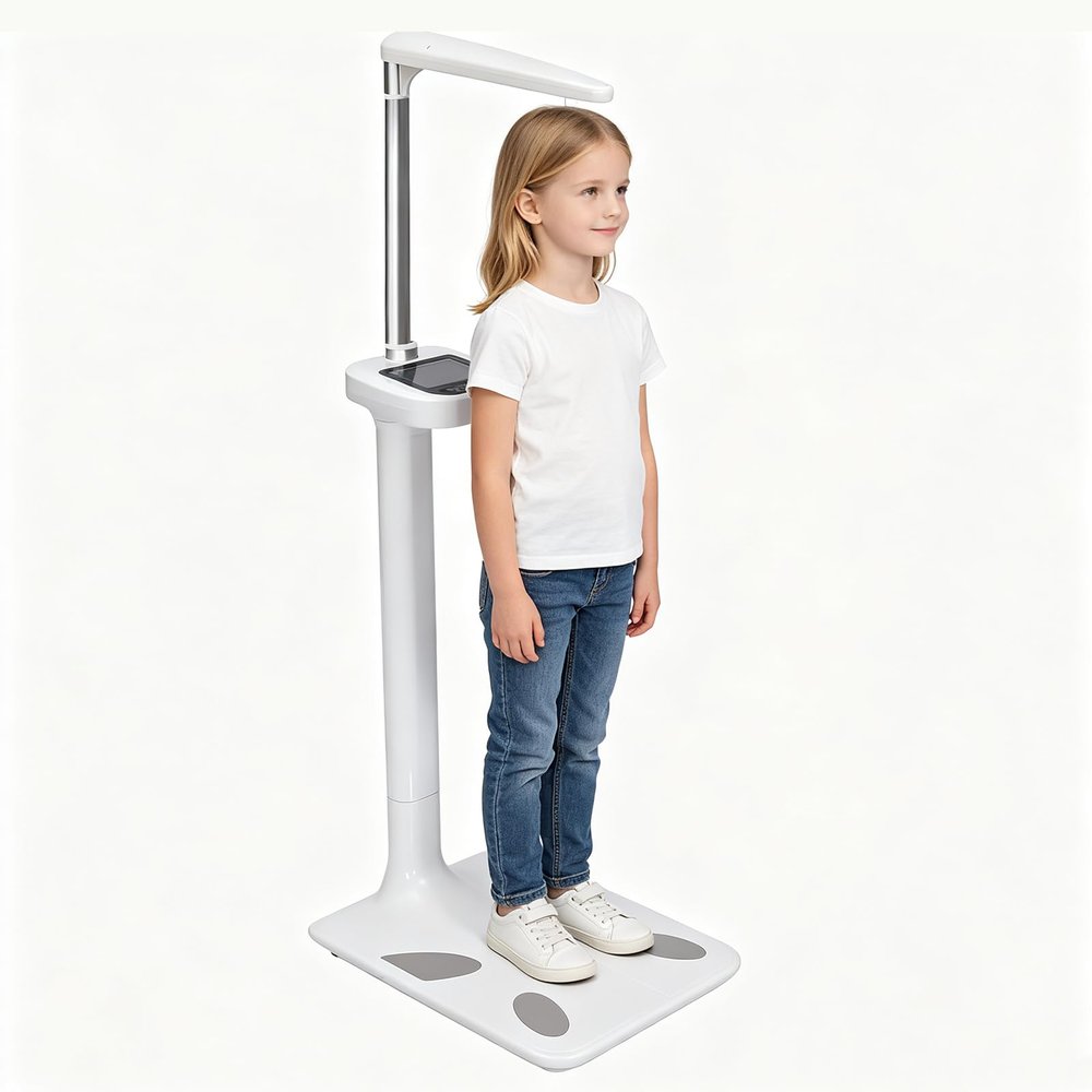 VonVVer Professional Height and Weight Physicians Scale, Ultrasonic BMI Digital Scale, Floor Standing Height Measuring Device, 440lbs Capacity 0.11lbs Accuracy with Voice Broadcast & LCD Screen