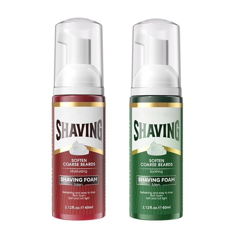 2PCS Men's Sandalwood Shaving Foam, Rich Lather Shaving Cream for Sensitive Skin,Moisturizing Clean Shave Cream, Softens Coarse Beards, Soothes Irritation & Reduces Redness