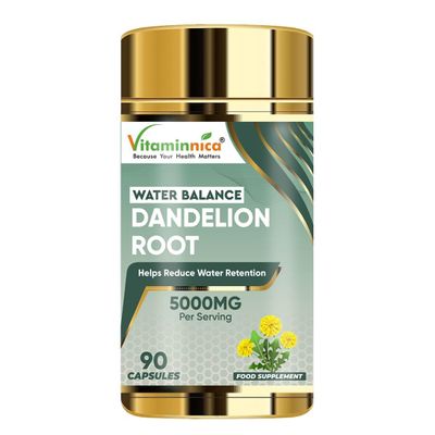 Vitaminnica Dandelion Root Capsules High Strength 5000mg - 90 Vegan Herbal Supplements | Natural Liver Cleanse Detox Support & Fluid Balance