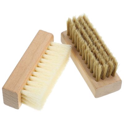 Alasum Hard and Soft Bristle Handheld Cleaning Brush Set, 2Pcs Wooden Handle Laundry and Shoe Scrub Brushes for Home and Outdoor Use