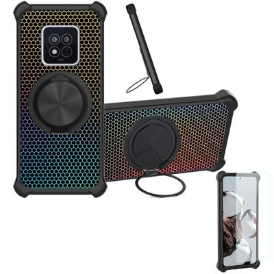 Kinetijy Case Compatible for Agm X6 Thermometer Phone Case Cover [with 1* Tempered Glass Screen Protector] Hybrid Case[360Ring Support, Magnetic] CX-06-HEI