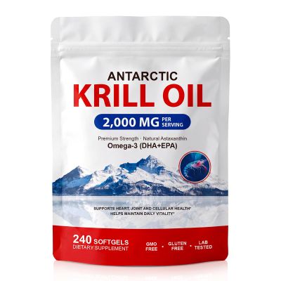 Antarctic Krill Oil, 240 Softgels | Premium Omega-3 Marine Supplement Rich in Phospholipids, EPA, DHA & Natural Astaxanthin | Non-GMO & Gluten-Free Formula for Heart, Joint and Brain Support