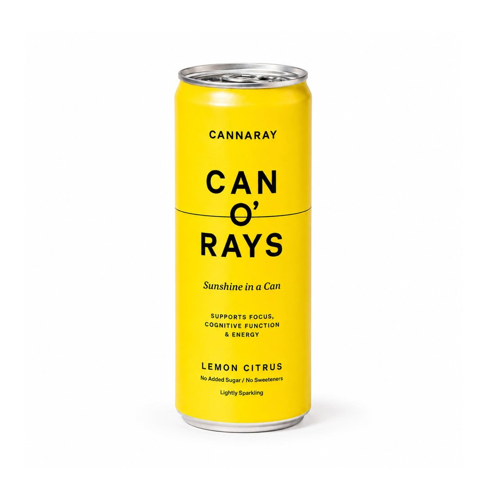 Cannaray - Functional Wellness Drink - Lion's Mane & Magnesium - Support Energy, Focus & Cognitive Function - Lemon Flavour - No Added Sugar or Sweeteners - 250ml x 12