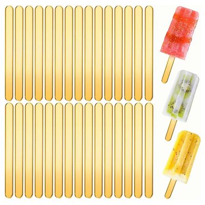 Lolly Sticks 50Pcs Gold Acrylic Popsicle Sticks, Reusable for Cakesicle Sticks, Bulk Glitter Popsicle Sticks