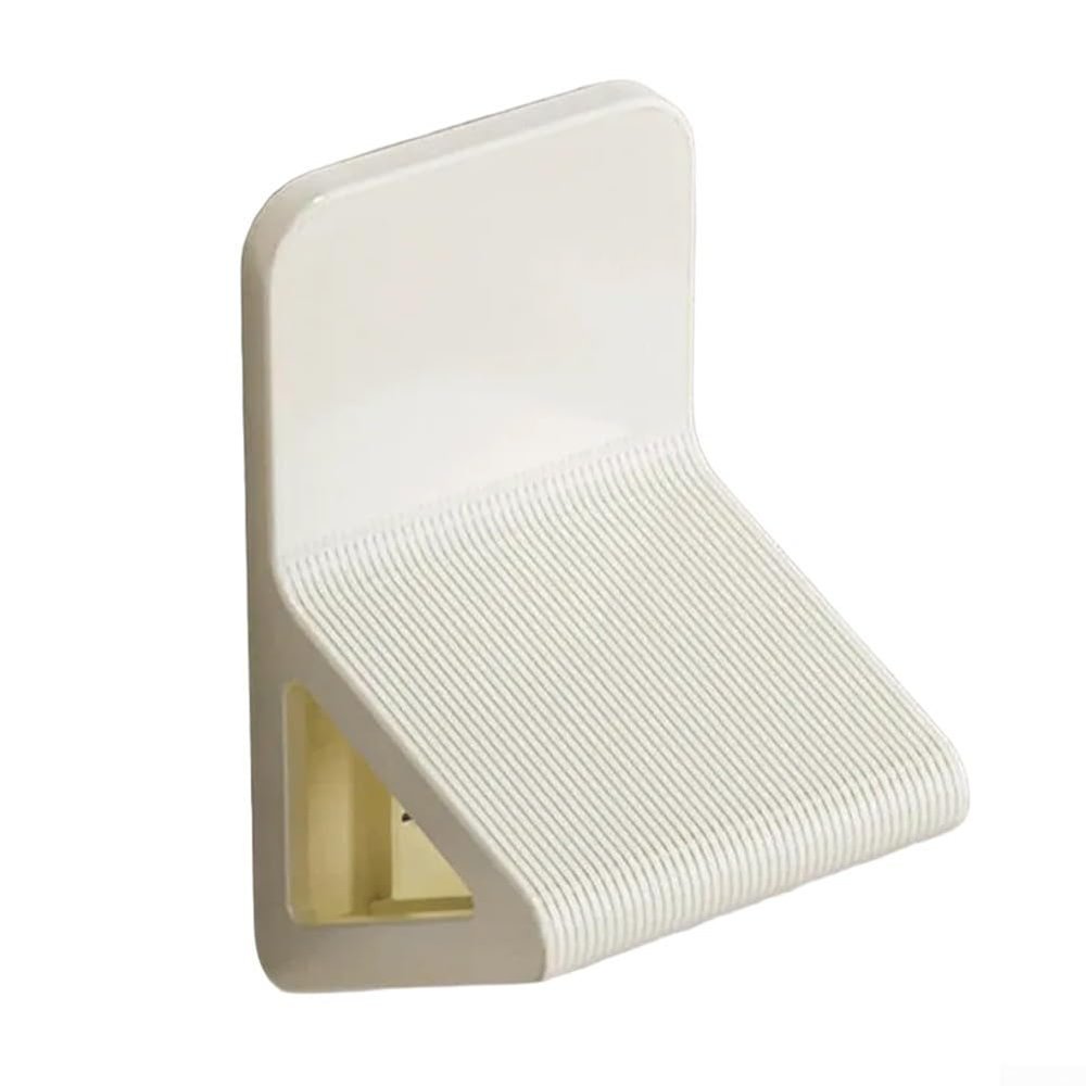 Shower Footrest with No-Drill Installation for Pedicure Support on Smooth Walls Triangular Base Anti-Slip for Safe Foot Placement (White)