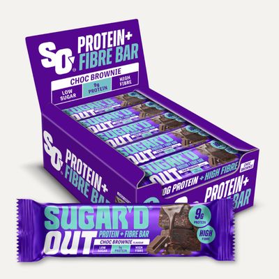 Sugard Out Protein & Fibre Oat Bar, High Protein, High Fibre, Low Sugar, Vegetarian, (Chocolate Brownie) 62g x 15.