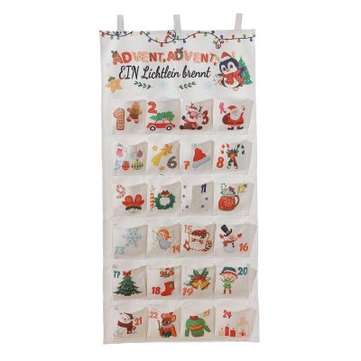 Tsophreniq Decorative Advent Calendar with 24 Pocket Canvas Christmas Countdowns Ornament Hangable Present Bag for Wall or Door Creative Christmas Calendar